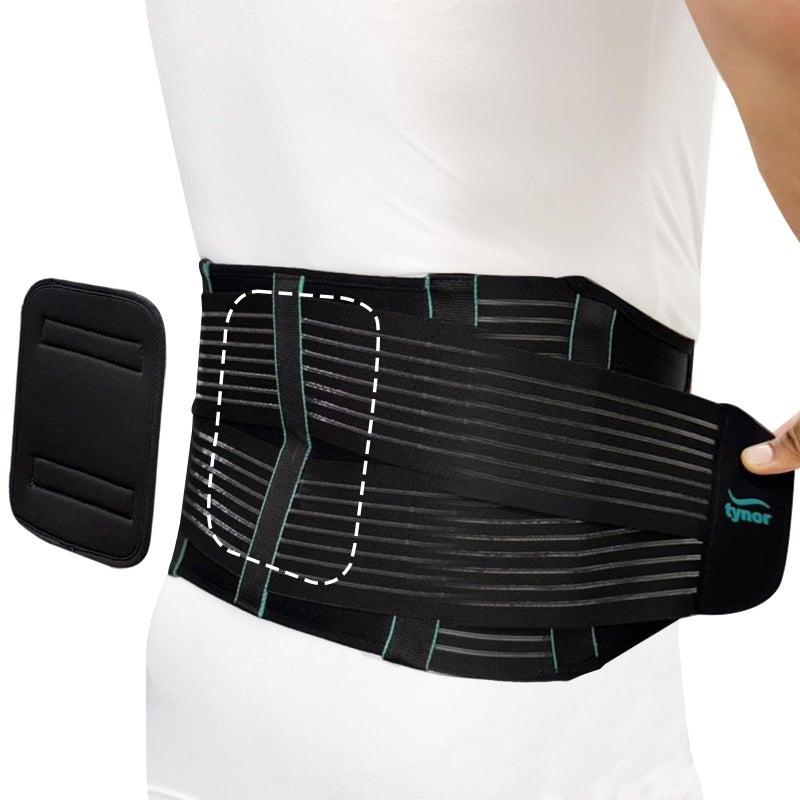 TYNOR Back Support Belt Back Brace for Lower Back PainBreathable Lumbar Support Belt for Men Women Herniated Disc Scoliosis Lifting Adjustable Straps with Lumbar Pad Large Premium Black